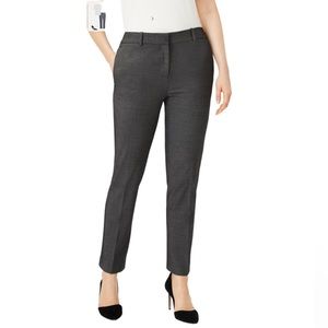 Ann Taylor Dark Charcoal Grey Curvy Fit tapered leg dress pants pockets size 14